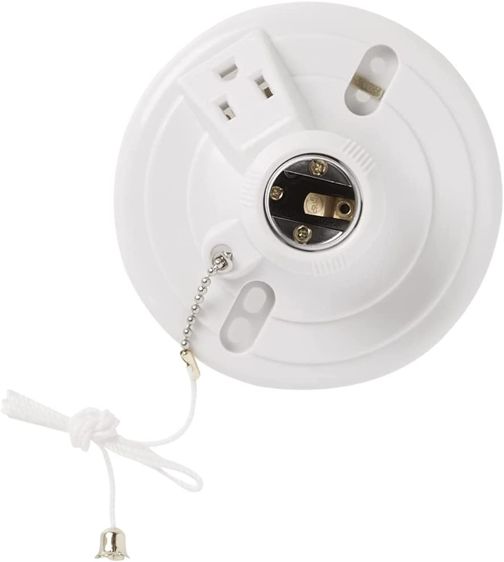Ceiling Light Bulb Holder Base with Light Socket With Pull Chain and Outlet