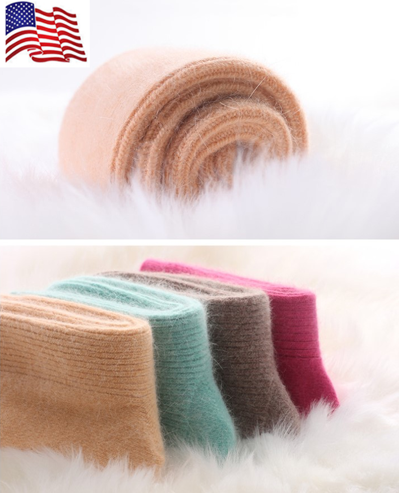 3 Pairs Women 100% Wool Cashmere Thick Thermal Multi-Color Winter Warm Socks