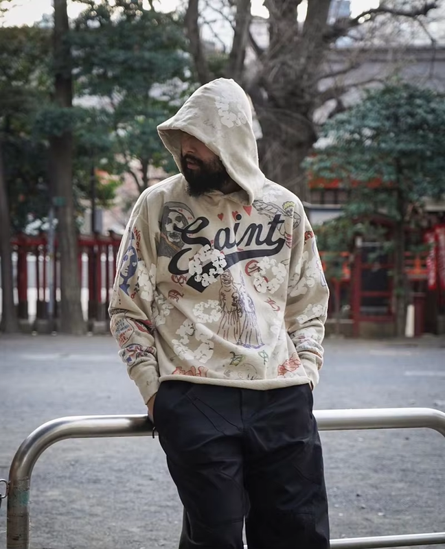 Saint Mxxxxxx x Denim Tears Graffiti Hoodie Men's Heavyweight