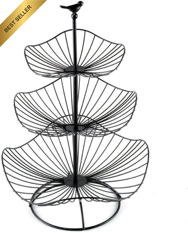 3-Tier Metal Fruit Basket with Lotus Leaf Design | Metal, Multi Tier Storage, Co