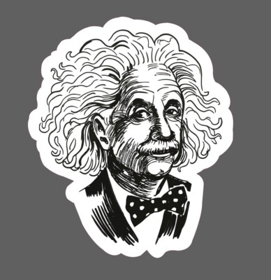 Albert Einstein Sticker Portrait Waterproof - Buy Any 4 For $1.75 Each Storewide