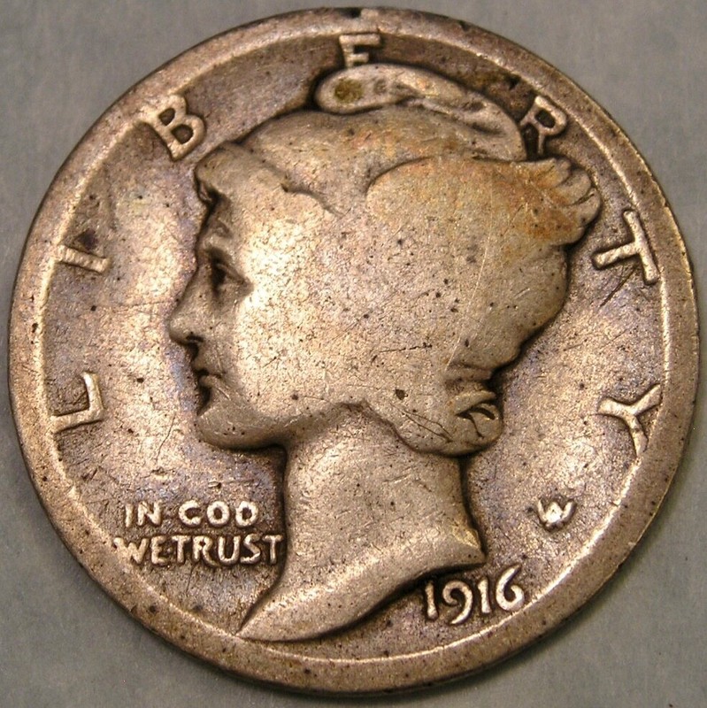 1916 D MERCURY WINGED HEAD SILVER DIME APPEALING VERY RARE