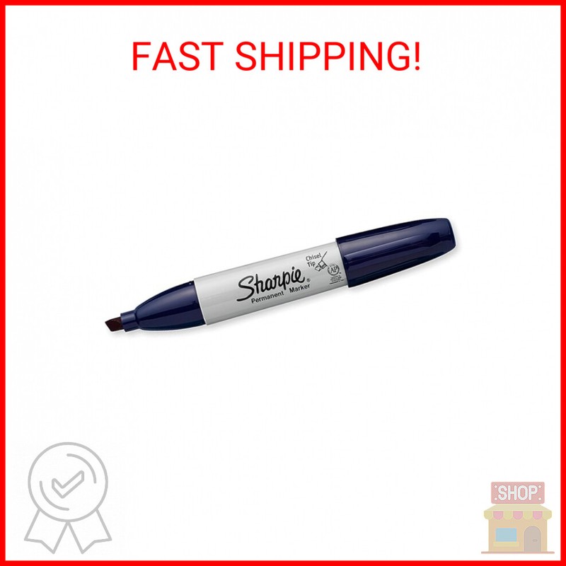 Sharpie Permanent Marker, Chisel Tip, Navy Blue, 3-Count