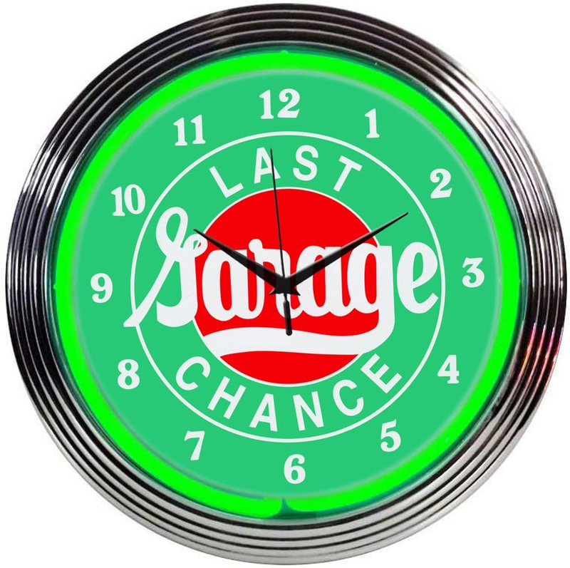 Neonetics Cars and Motorcycles Garage Neon Wall Clock, 15"