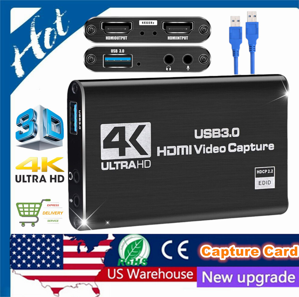 4K Video Capture Card 1080P 60fps HD Camera Recording HDMI to USB3.0 Live Game A