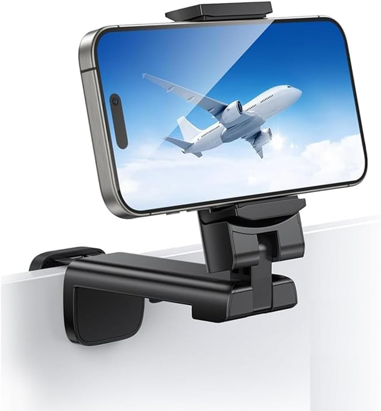 Airplane Cell Phone Holder, Handsfree Universal in Flight Phone Mount Clip Porta