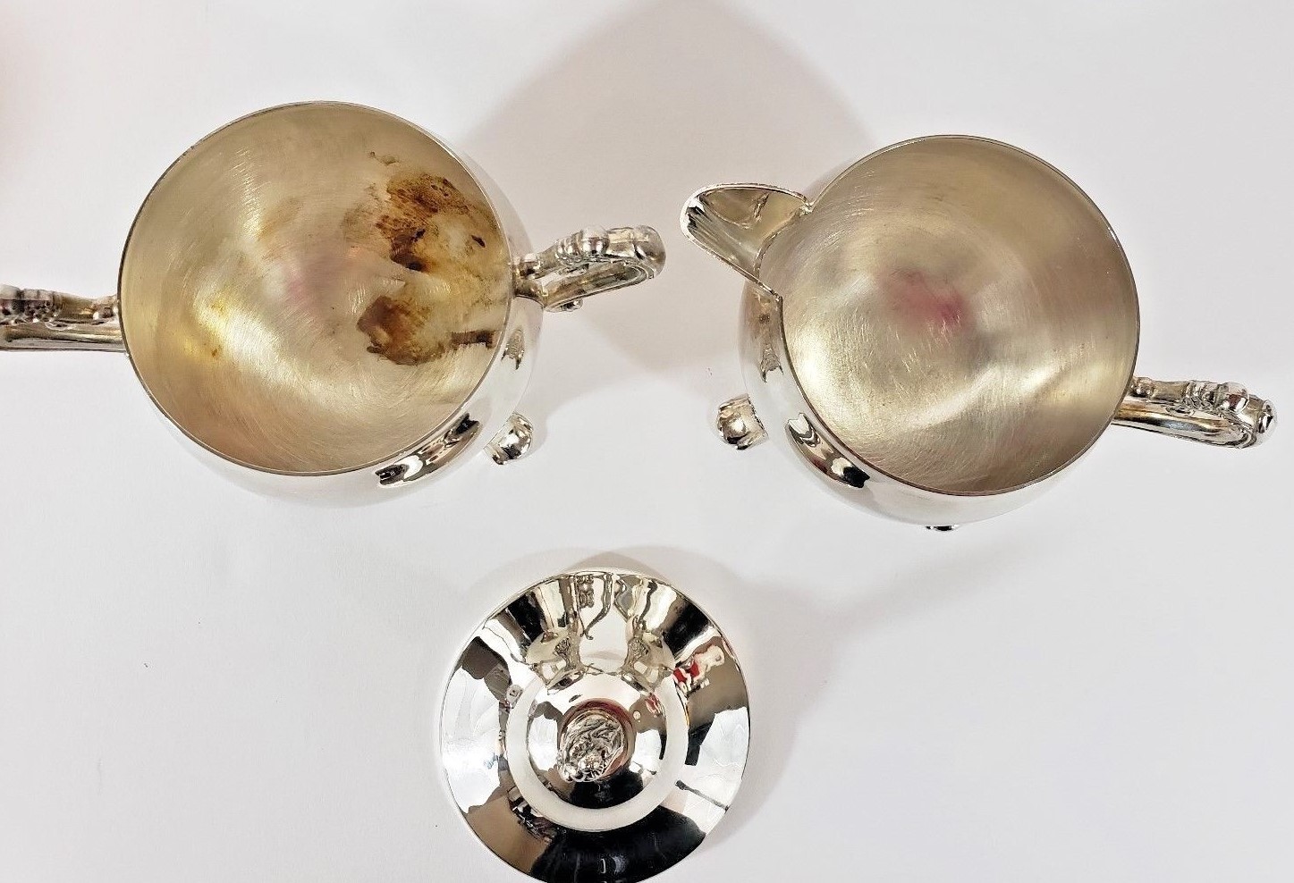 Vintage E.P. Brass  -Sugar Bowl and Creamer Silver Plated Dining Ware Formal