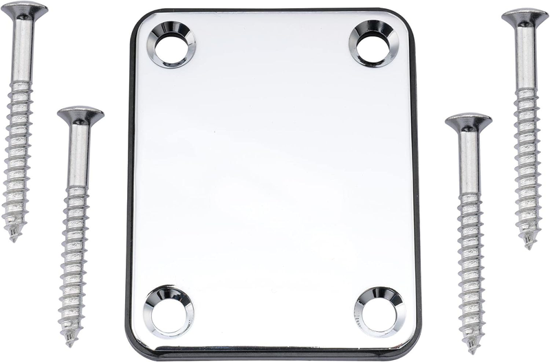Metal Guitar Neck Plate for Fender Strat Tele Style Electric Guitar or Bass,Chro