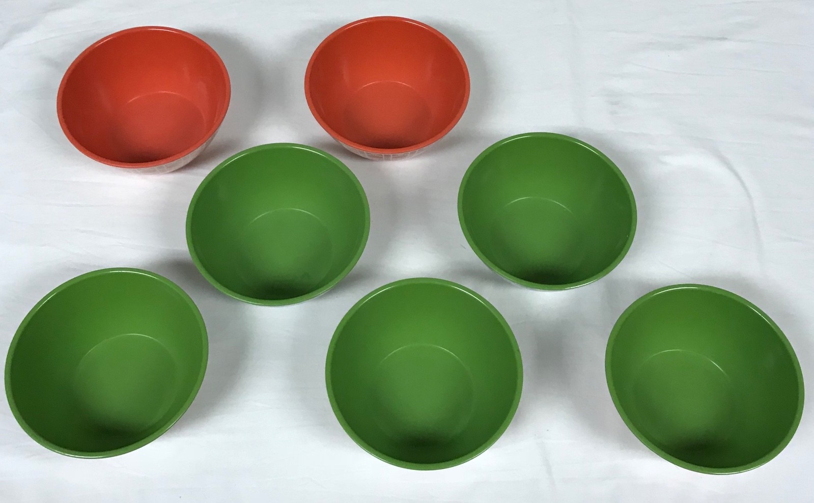 Privet House Target Dinnerware Small Bowls Green Red Orange Decorated Set of 7