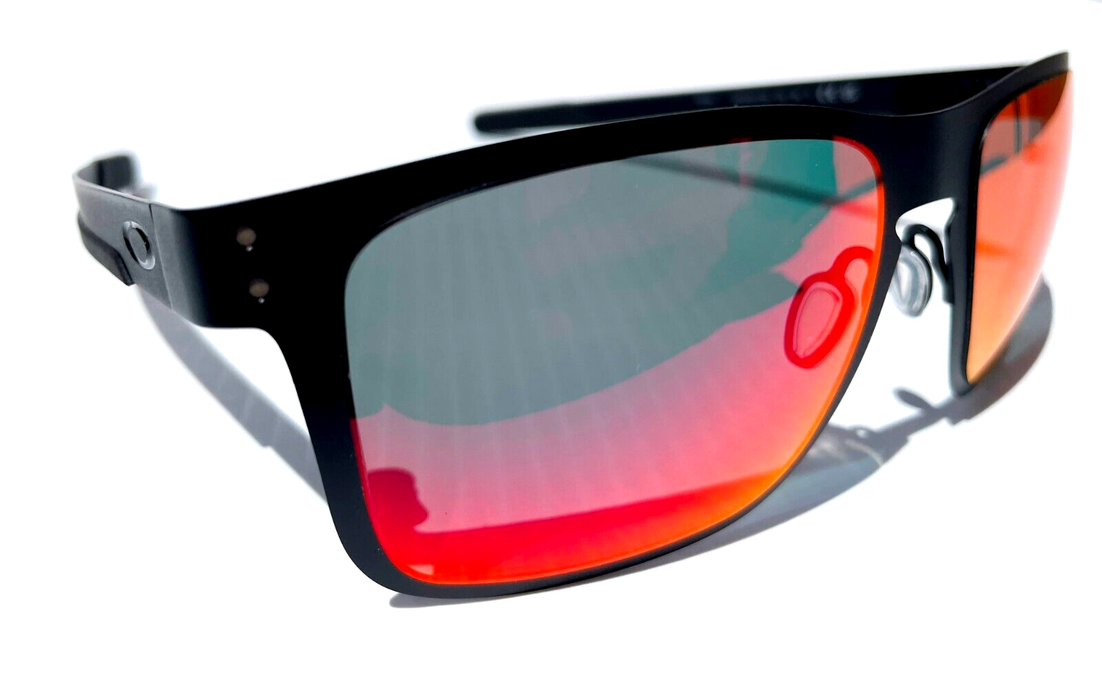 Pre-owned Oakley Holbrook Metal Matte Black Polarized Galaxy Magenta Sunglass 4123 In Purple