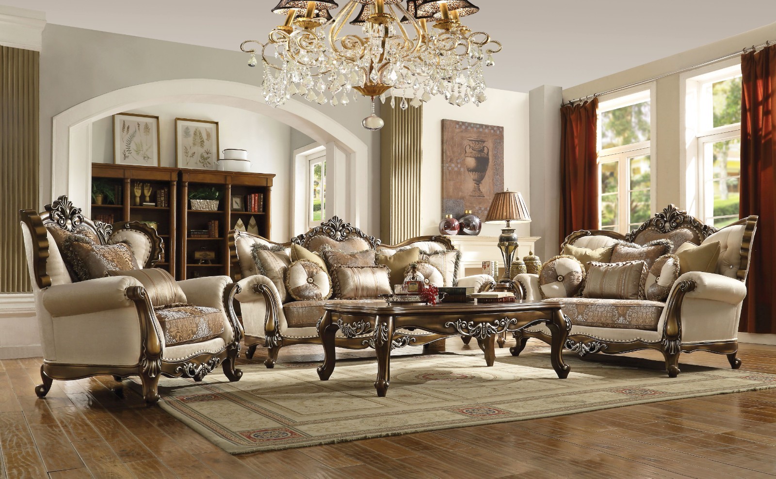 Opulent Traditional Luxury Living Room 3pc Sofa Set Carved Wood Trim Pillows EBay