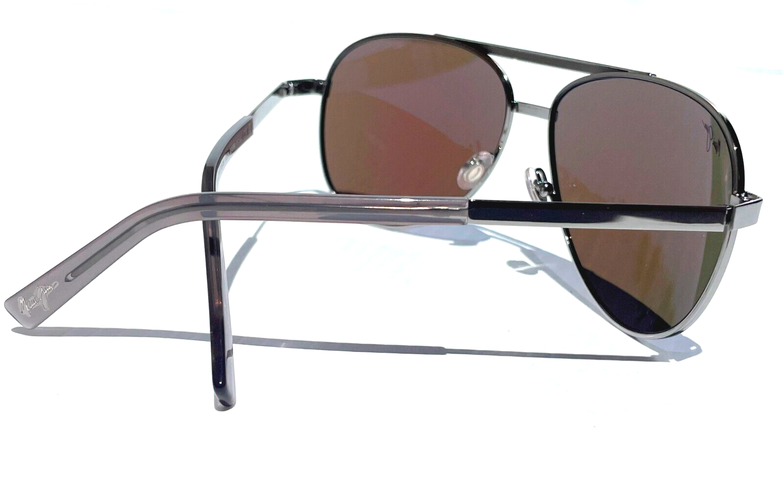 Pre-owned Maui Jim Seacliff Silver Polarized Maui Blue Lens Sunglass B831-02d In Gray