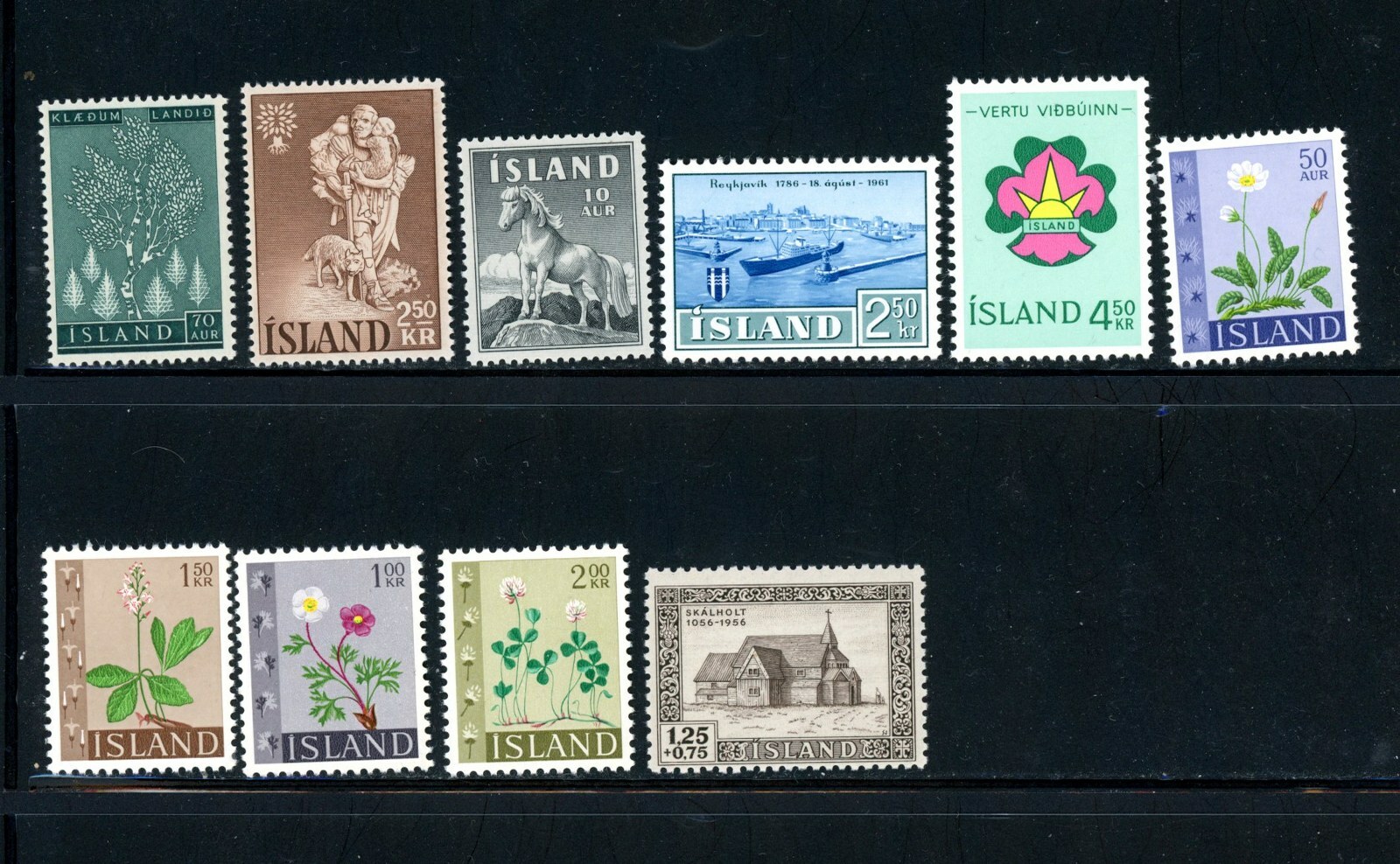 Iceland Scott # 246 - 249, 251, 283, 307, 325, 338, 361, 363 - 366, B15 - U/MH