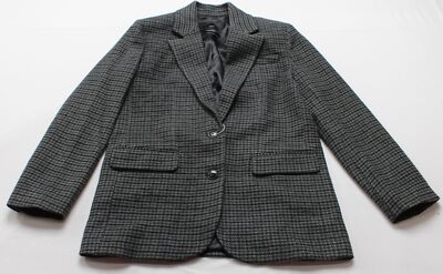 Mango Women's Houndstooth Lapel Collar Structured Blazer MP7 Grey Size XS