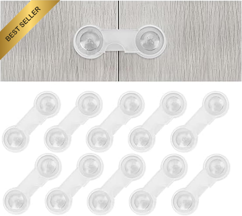 20 Pack Cabinet Door Locks for Baby Proof and Child Safety Cabinet Locks with Ad