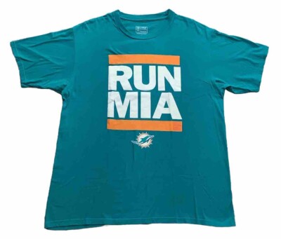 Miami Dolphins Football Fanatics T Shirt Men s Large L Run MIA Aqua Orange NFL