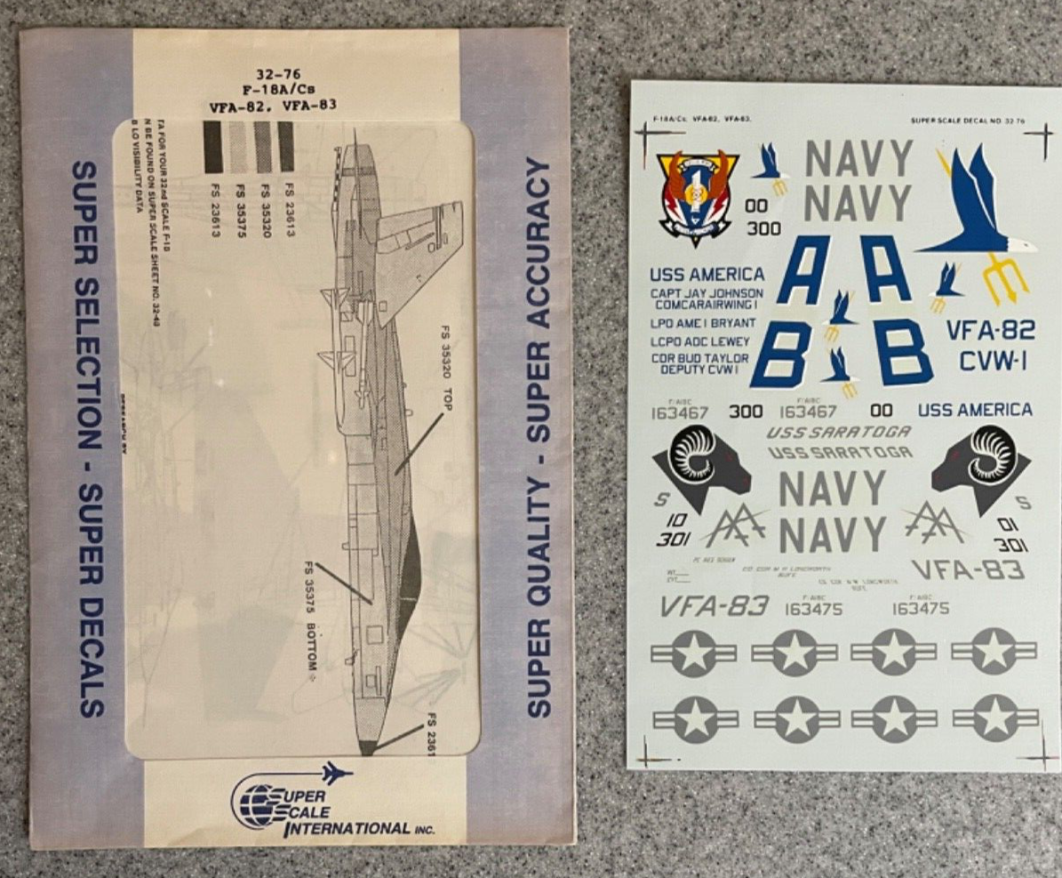 Superscale 1/32 F/A-18 A/C Hornet for Academy, Hasegawa SS32-76 Superscale 1/32 F/A-18 A/C Hornet for Academy, Hasegawa SS32-76