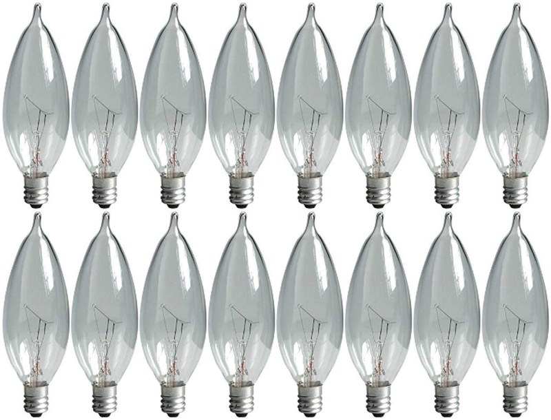 16 Pack GE Lighting Decorative Light Bulbs, 40 Watt,Clear Finish,Candelabra Base