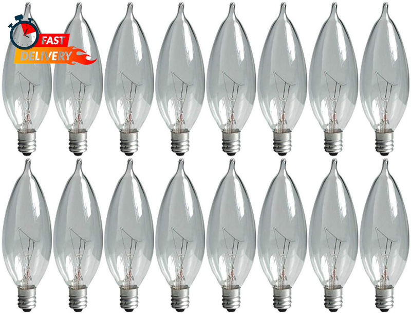 Decorative Light Bulbs, 60 Watt, Clear Finish, Candelabra Ba