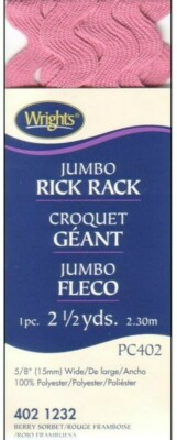 Wrights ~ (PC402-1232) - Jumbo Rick Rack - Berry Sorbet, 2 1/2 Yd, 5/8'' wide
