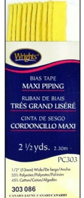 Wrights ~ (PC303-0086) - Bias Tape Piping - Canary, 2 1/2 Yd, 1/2'' wide