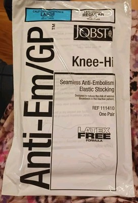 JOBST Seamless Anti-Embolism ElasticStockings,White  Knee Highs,Latex Free,2 Pr.