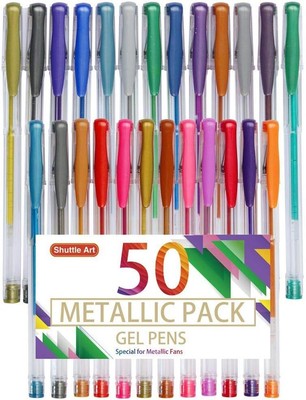 Shuttle Art 50 Pack Metallic Gel Pens, 25 50 Piece Set, 50 Tone 
