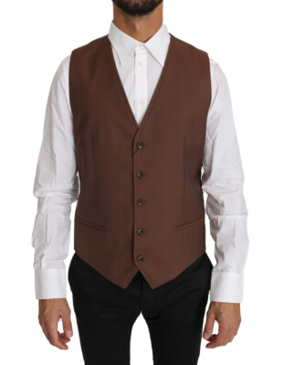 Pre-owned Dolce & Gabbana Vest Bronze Brown Wool Silk Waistcoat It50 / Us40 / L Rrp $1000