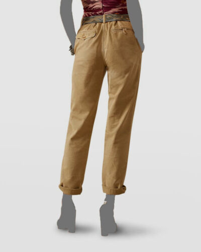 Pre-owned Ralph Lauren Purple Label $651  Women's Brown Garrison Straight Pants Size 4