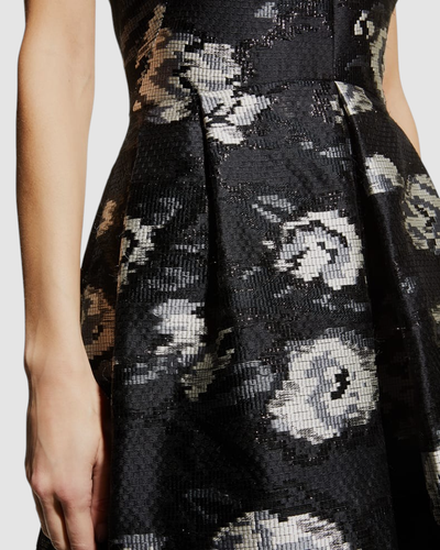 Pre-owned Pink Rose $1990 Lela Rose Women's Black Rose Fil Coupé A-line Midi Dress Size 8