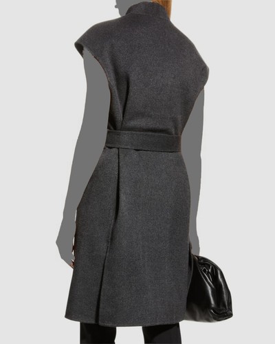 Pre-owned Neiman Marcus $1295  Women's Gray Cap-sleeve Belted Cashmere Vest Sweater Size S