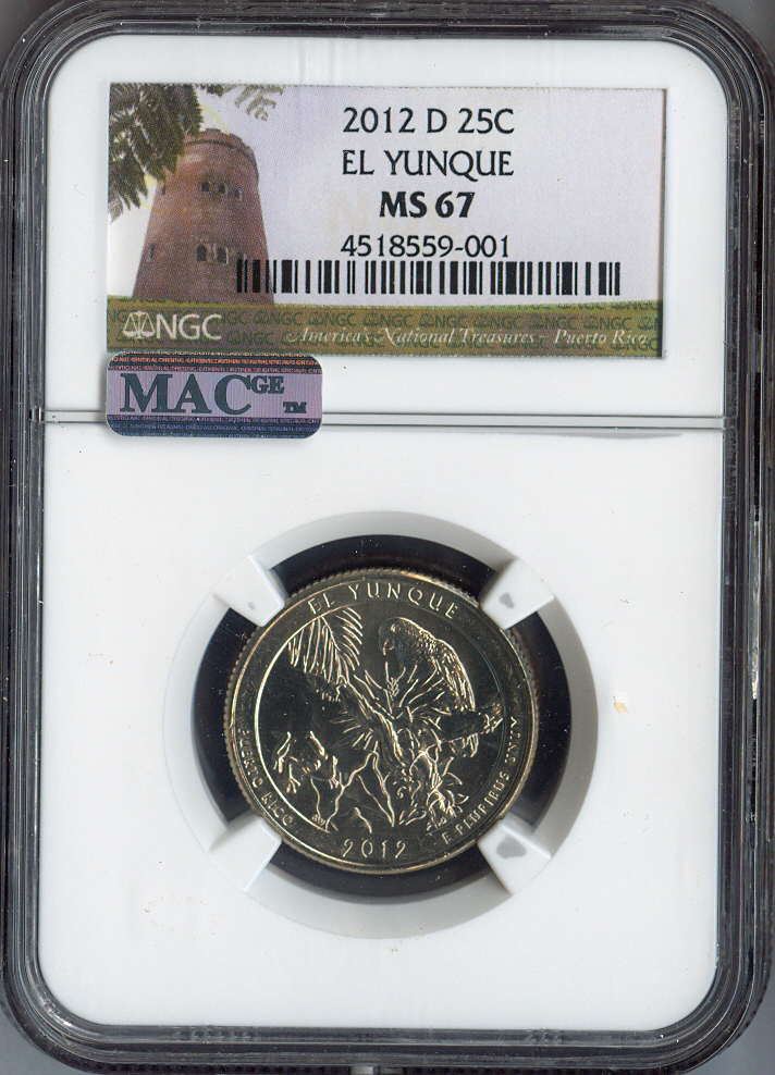 2012-D El Yunque Quarter NGC MS67 MAC Quality