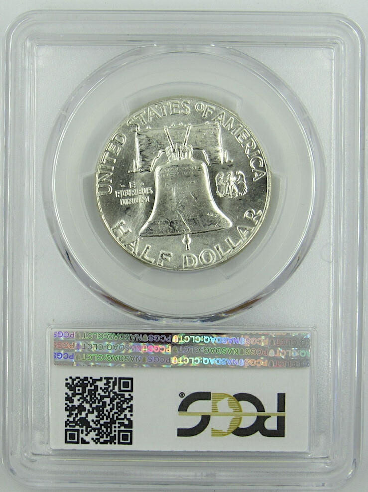 1963 DDR DOUBLE DIE REVERSE, FS-801, FRANKLIN HALF DOLLAR PCGS MS64