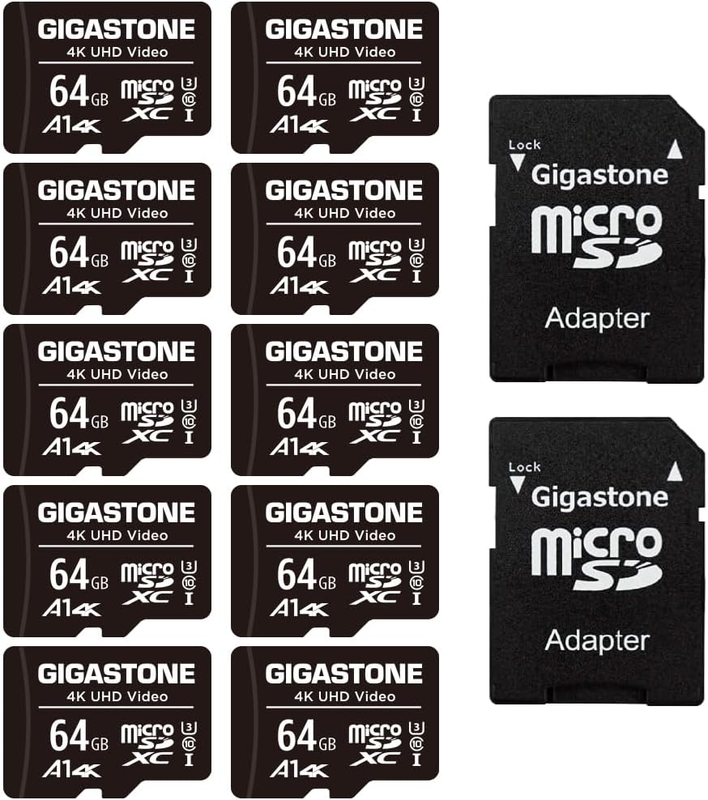 64GB 10-Pack Micro SD Card, 4K UHD Video, Surveillance Secur