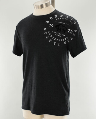 BUFFALO DAVID BITTON Heather Black LOGO Cotton Stretch Tee Shirt MEDIUM NWT