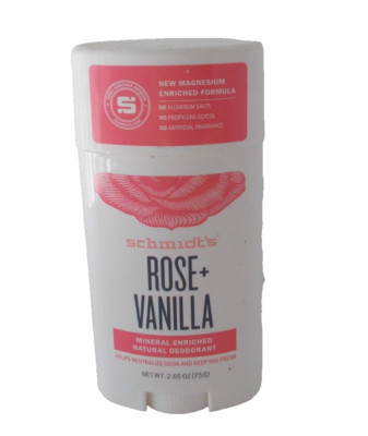 Natural Deodorant Mineral Enriched Rose + Vanilla Rose Scent SCHMIDT'S 2.65 oz