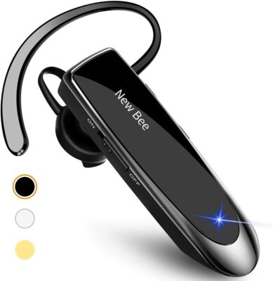 New bee Bluetooth Earpiece V5.0 Wireless Handsfree Headset with Black 
