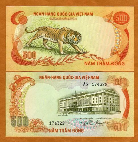 Vietnam South, 500 dong, ND (1972) P-33, UNC Iconic Tiger