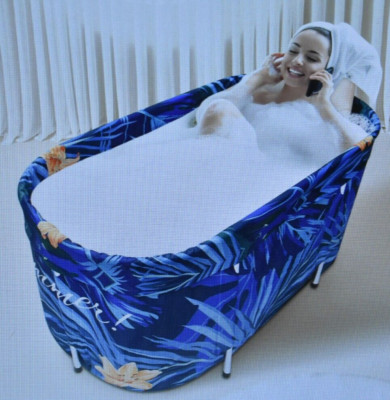 Mathowal Portable Bathtub For Adults 2 in 1 Extended Inflatable Cushion Backrest