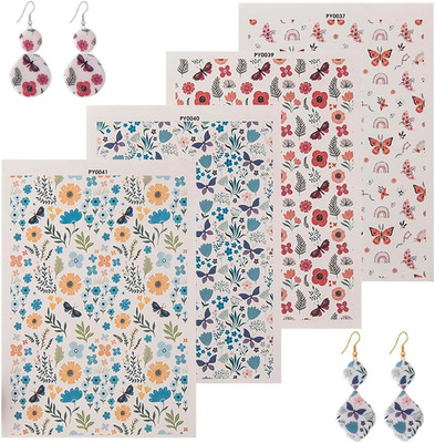 Polymer Clay Transfer Paper 4 PCS Colorful Flowers Butterfly Magic Water Transfe