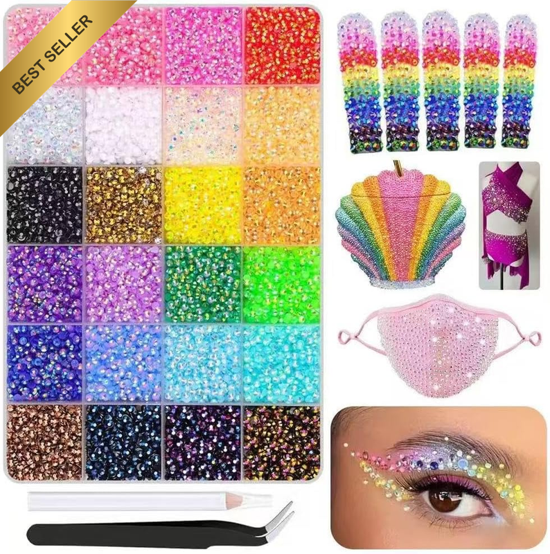 Jelly Resin Rhinestones with Tweezers for Crafts, Mixed Gems, 3Mm Non Heat Setti