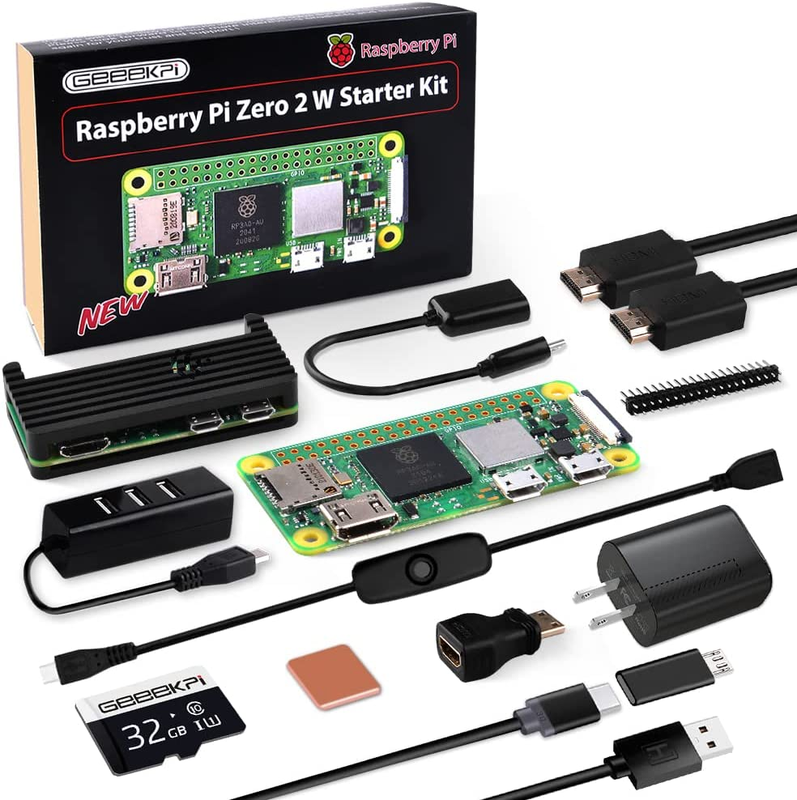 Zero 2 W Starter Kit, With Rpi Zero 2 W Aluminum Case, 32gb Card Pr