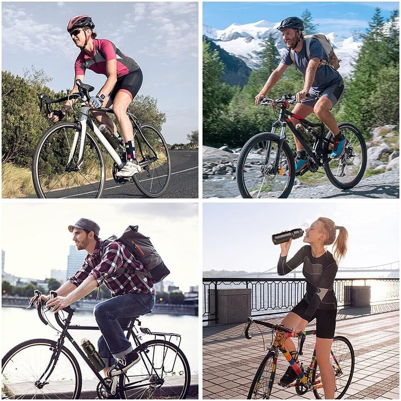 Bike Water Bottle Cage with Bpa-Free 800Ml/28Oz Bike Bottle, Black Gloss Strong