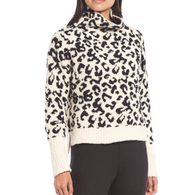 UGG SAGE MOCK NECK SNOW LEOPARD SWEATER SZ S