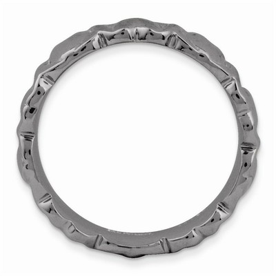 Goldia Sterling Silver Stackable Expressions Black-Plated Hearts Ring