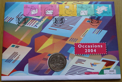 Occasions 2004 GB Coin Cover with IOM 1995 One Crown Depicts Lazlo Biro