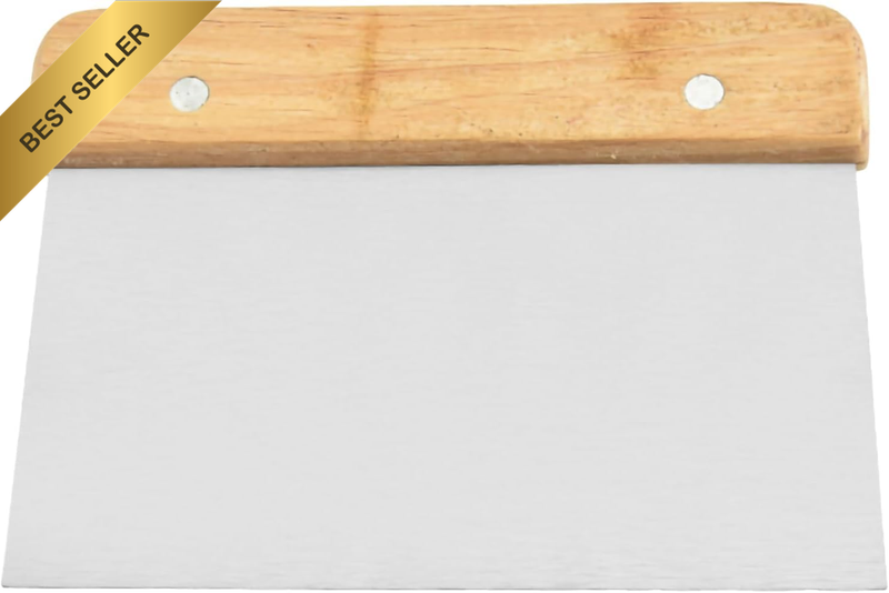 Stainless Steel Dough & Bench Scraper - 6X3 Inch Stainless Steel with Wood Handl
