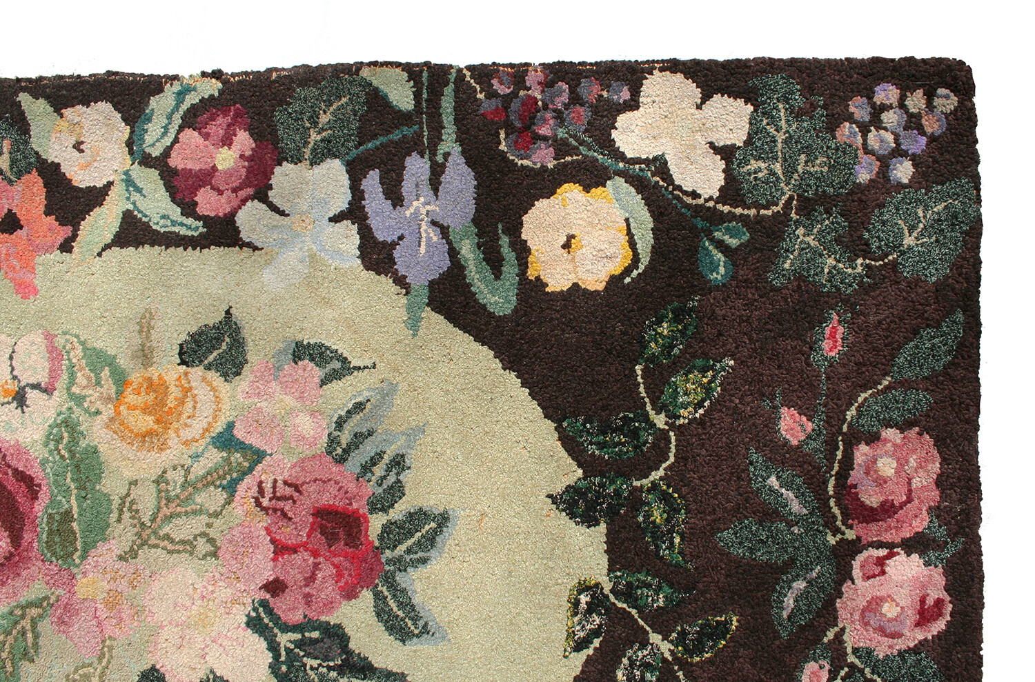 Antique Hand Hooked Floral Rug, 24