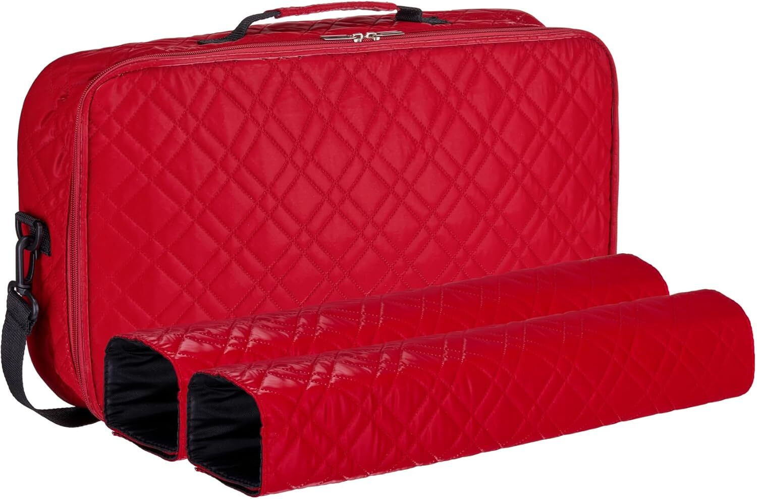Elegante Mahjong-Tragetasche Aus PU-Leder – Gesteppt, Mit Reißverschlussfach, Verstellbarem Schultergurt & Griffen