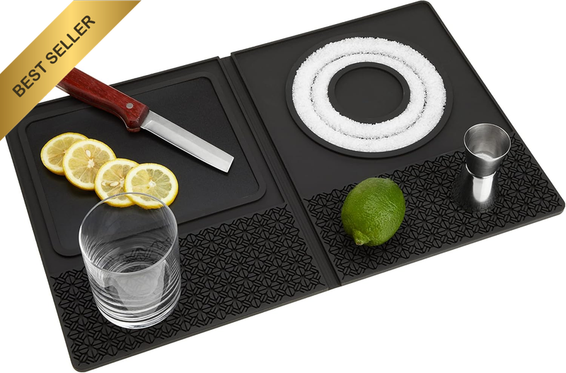 Silicone Bar Mat Multipurpose Cocktail Prep Station Rimmer Cutting Board Drying
